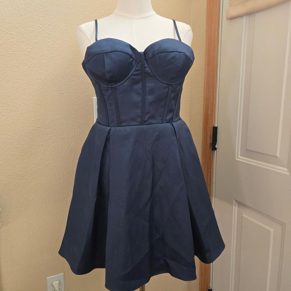 B-darlin Women's Navy and Blue Satin Dress
